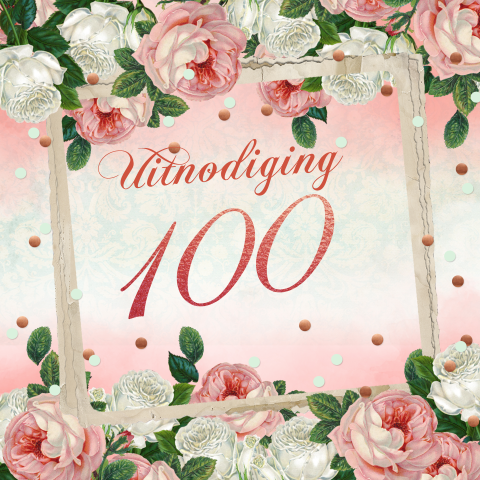 Uitnodiging 100 jaar verjaardag met vintage rozen