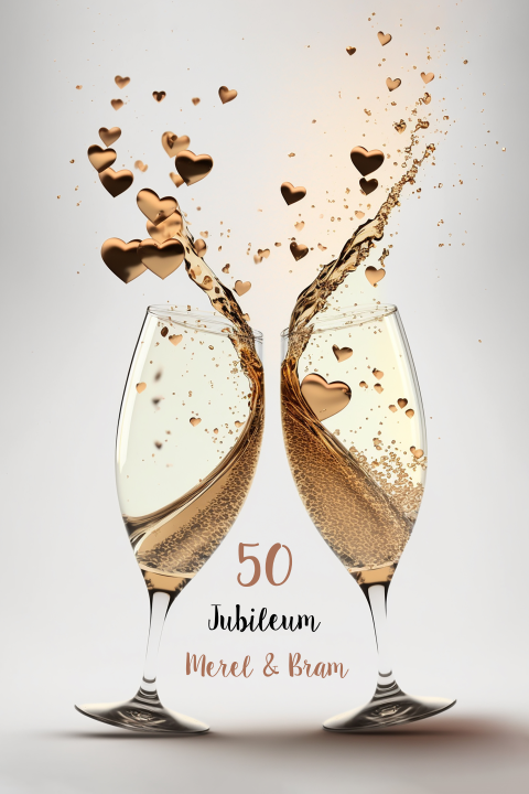 CHAMPAGNE jubileum uitnodiging 50 jaar getrouwd