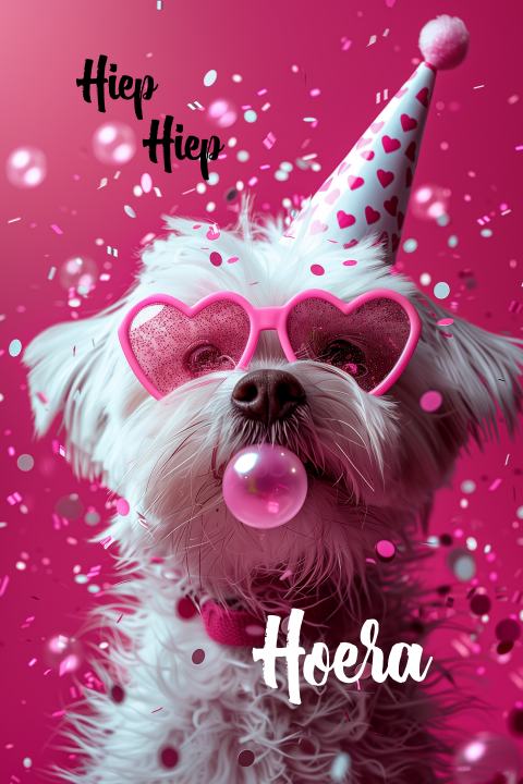 Wenskaart Party Hond