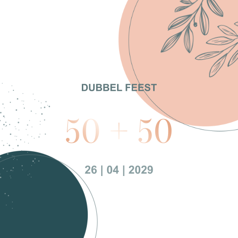 Uitnodiging samen 100 met cirkels en foliedruk