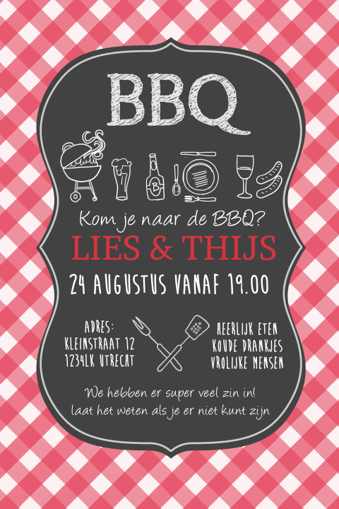 Uitnodigingskaart voor een stoere bbq