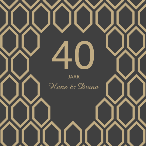 Dubbele jubileumkaart 40 met ruit en goudlook