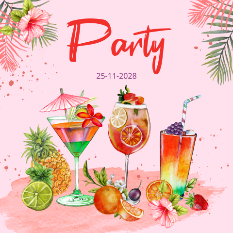 Uitnodiging cocktailparty feestje verjaardag