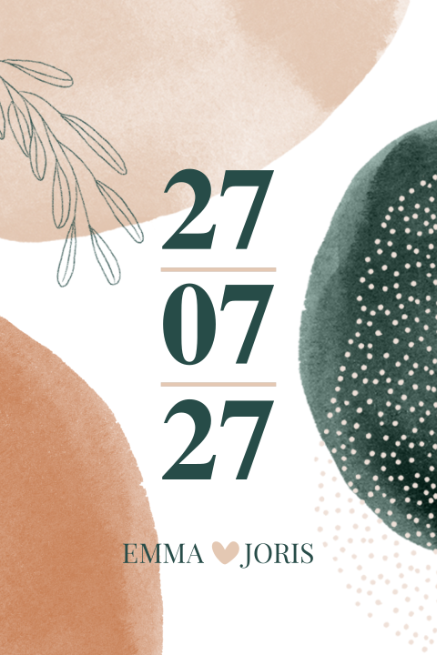 Abstracte trouwkaart modern warme kleuren