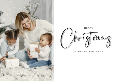 Enkele kerstkaart met wordart en foto