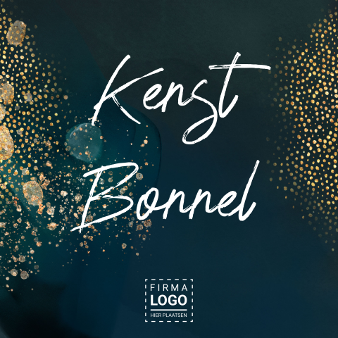 Uitnodiging kerstborrel receptie modern met groen en goud look