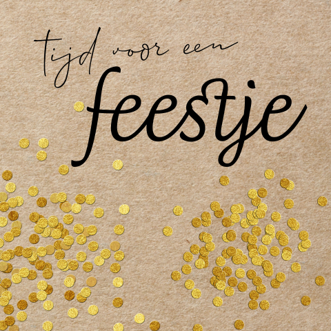 Tijd voor een feest uitnodiging kraft look en confetti
