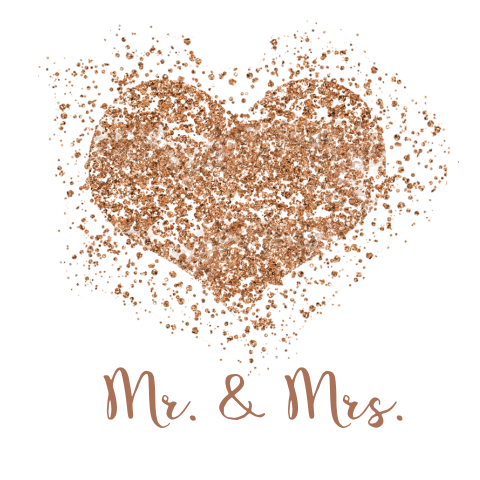Trouwkaart mr en mrs met koper glitters