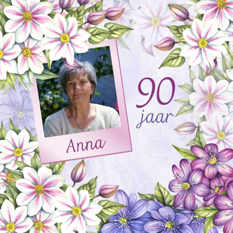 Uitnodiging 90e verjaardag feestje clematis