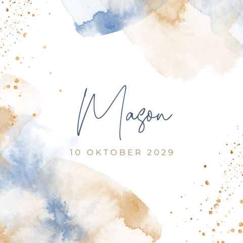 Geboortekaartje voor een jongetje met hippe aquarel