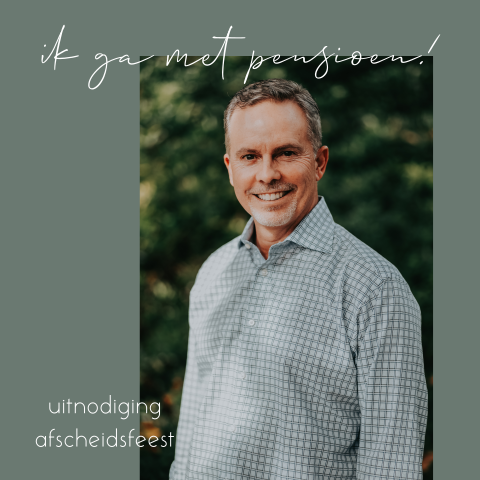 Uitnodiging pensioen feest modern met foto