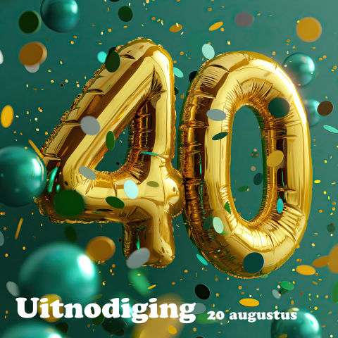 Uitnodiging 40 jaar feestelijke ballonnen en confetti