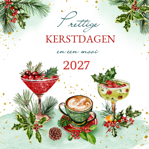 Sfeervolle kerstkaart met kerstcocktails