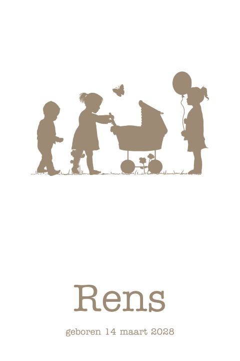 Geboortekaartje 4e kind met zusjes en broer
