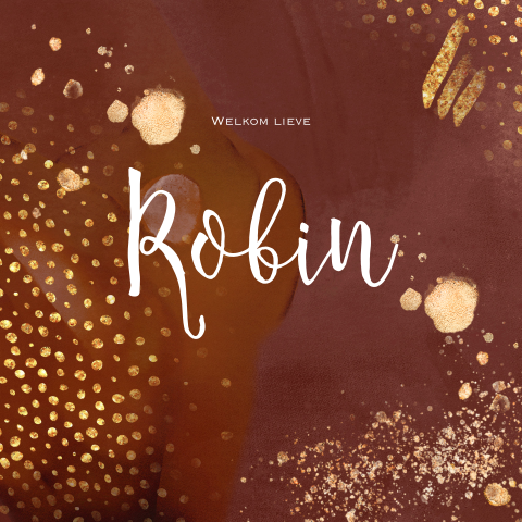 Geboortekaartje rood roest kleur goudlook