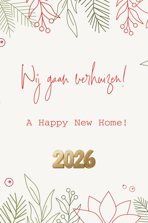 Kerst verhuiskaart met wij gaan verhuizen