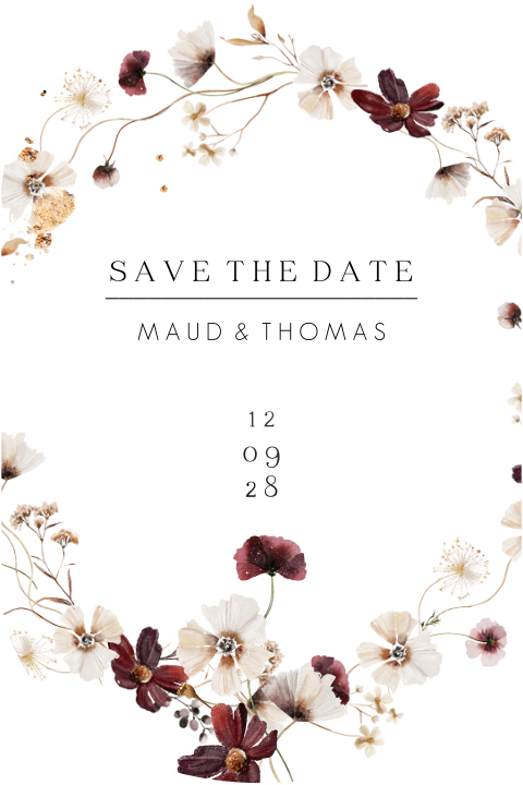 Save the date kaart met zwartfolie in ovale vorm