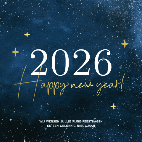 Zakelijk kerstkaart blauw sterrenhemel goudfolie