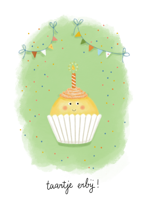 Verjaardagskaart met cupcake