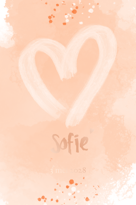 Geboortekaartje meisje aquarel en foliedruk