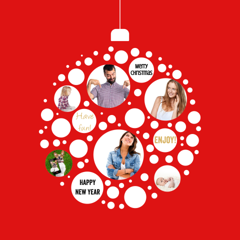 Kerstkaart kerstbal trend rood