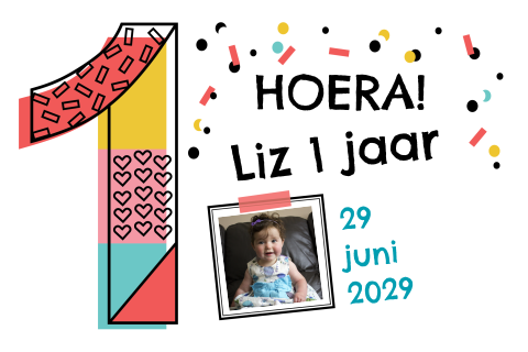 Uitnodiging feestje 1 jaar vrolijk