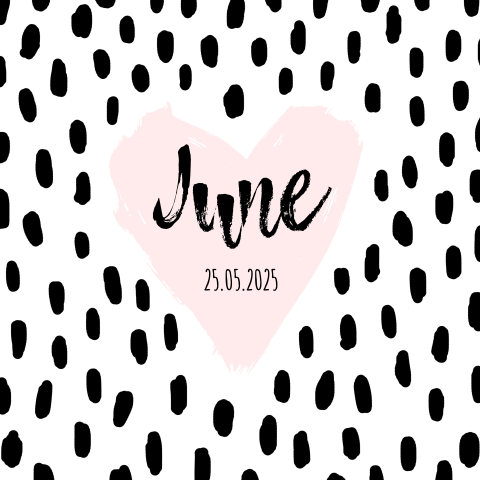 Geboortekaartje dierenprint hart stoer meisje