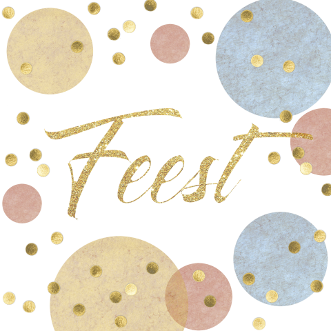 Uitnodiging trouwfeest confetti goud