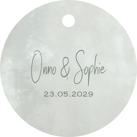 Label met namen en datum voor aan trouwkaart