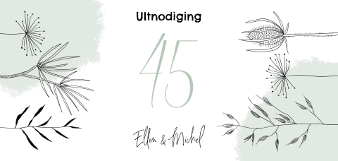 Uitnodiging 45 jarig jubileumfeest met takjes