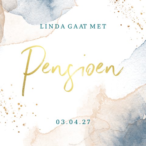 Pensioen feest uitnodiging modern met waterverf en spetters