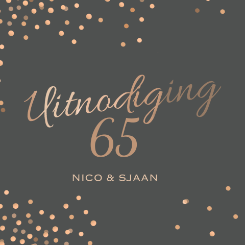 65 Jubileum uitnodiging koper tinten confetti