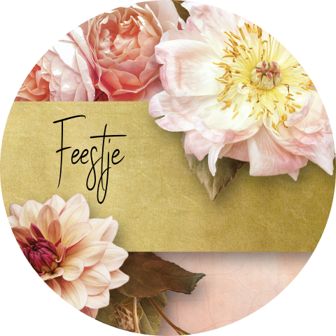 Sticker met roze bloemen