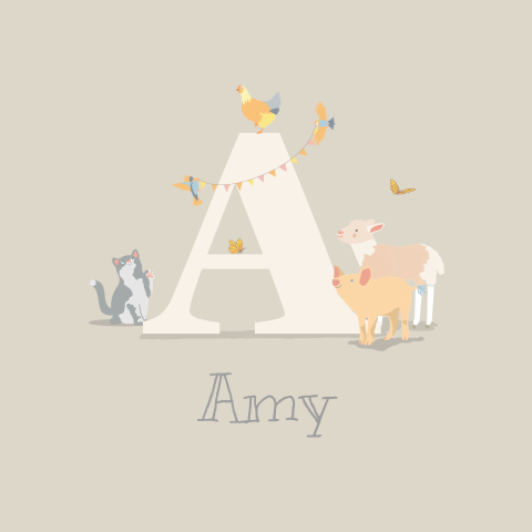 Geboortekaartje unisex met boerderijdieren