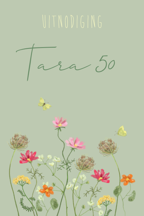 Uitnodigen verjaardag 50 jaar met veldbloemen 50