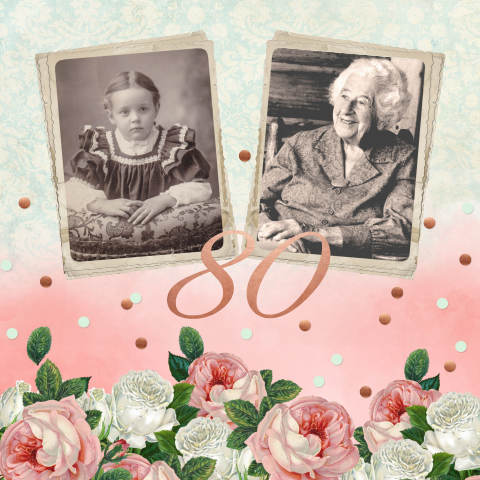 Uitnodiging verjaardagsfeest 80 jaar vintage rozen