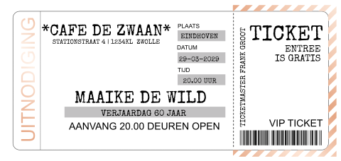 Hippe uitnodiging 60e verjaardag in ticket foliedruk