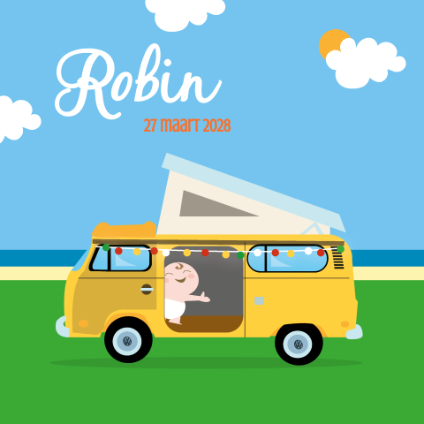 Geboortekaartje VW Busje camperbus