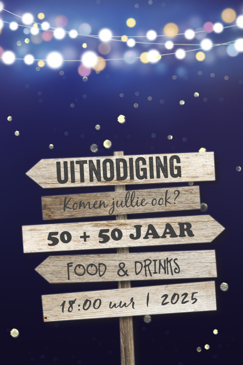 Samen 100 uitnodiging blauw met wegwijzer borden