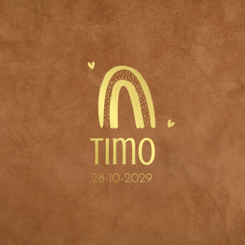 Geboortekaartje regenboog foliedruk suede look jongen