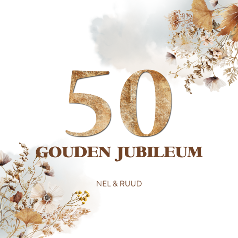 Uitnodiging gouden jubileum 50 jaar veldbloemen watercolor