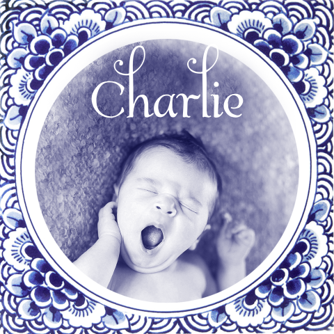 Geboortekaartje delftsblauw jongen meisje neutraal
