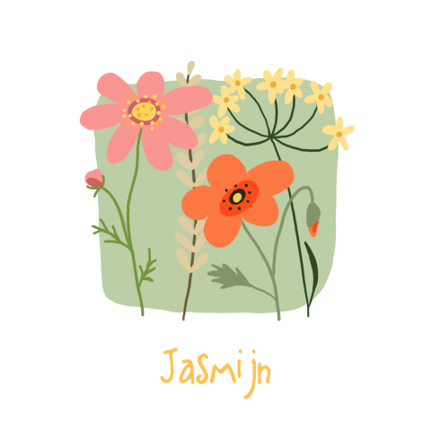 Geboortekaartje veldbloemen meisje
