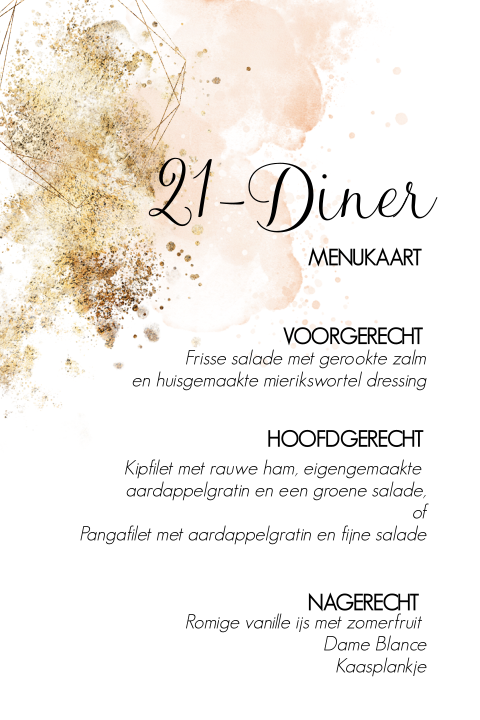 Menukaart 21 diner geometrische vorm en pastel
