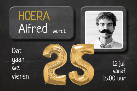 25 jaar verjaardag uitnodigingskaart ballonnen goud