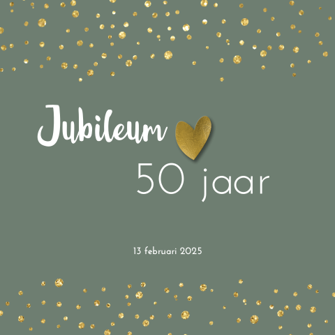 Jubileum 50 uitnodiging met spetters en gouden hart