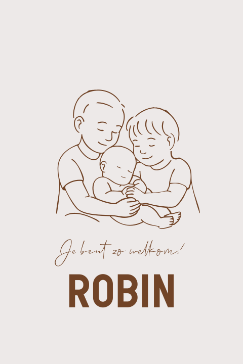 Geboortekaartje 3e kindje grote broers met baby meisje of jongetje