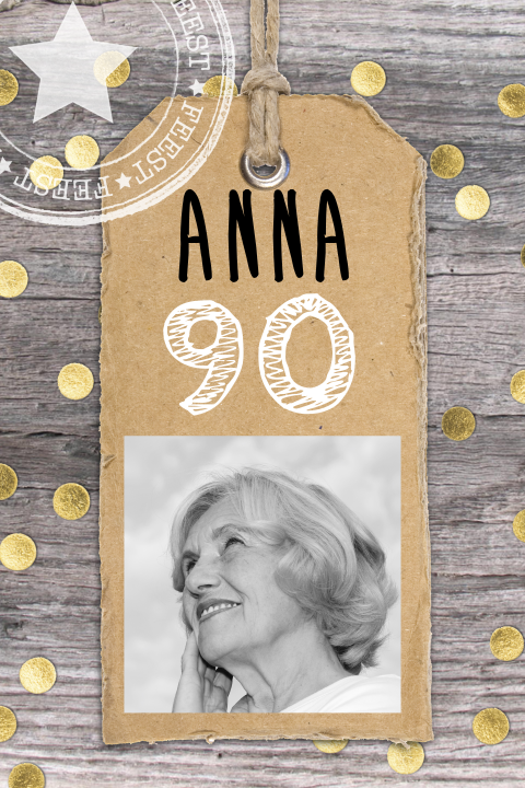 Foto uitnodiging 90 jaar verjaardag vrouw