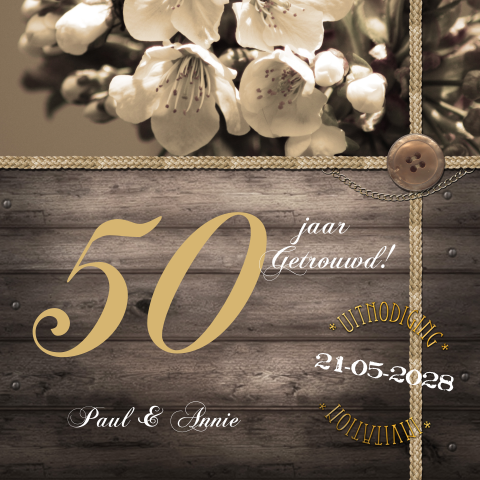 Uitnodiging feest 50 jaar getrouwd vintage