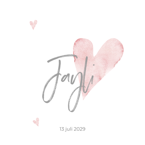 Geboortekaartje meisje met groot roze hart